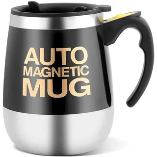 huhushop Magnetischer mischender Becher Edelstahl Selbstumrührender selbstmischender Schalen magnetischer rührender Kaffee/Tee/heißer Schokoladen Becher (Schwarz) 商品名称