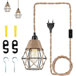 Hängelampe mit Stecker Lampe Steckdose mit 177in Seil Kabel Hängelampe