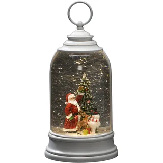 Konstsmide LED Wasserlaterne, Santa und Schneemann, weiß, wassergefüllt, wählbare Energiefunktion, mit 5h Timer, 2 warm weiße Dioden, batteriebetrieben & USB, Innen, 3 x C 1.5V (exkl.) - 4291-200