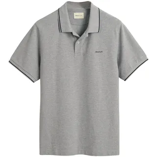 GANT Tipped Piqué Kurzarm-poloshirt Grey Melange M