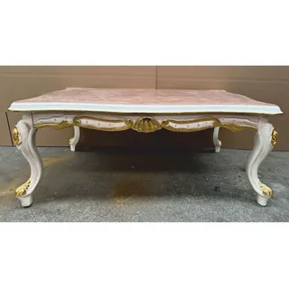 Casa Padrino Luxus Barock Couchtisch Weiß/Braun/Gold 120 x 83 x 50 cm