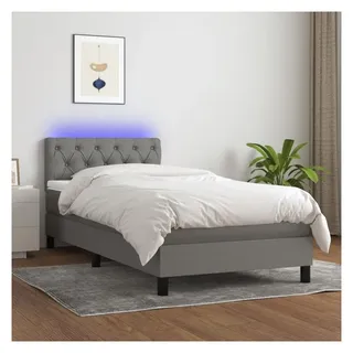 vidaXL Boxspringbett 90 x 200 cm Dunkelgrau