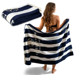 Liebenstein Beach Society Strandtuch 100 x 180 cm blau/weiß