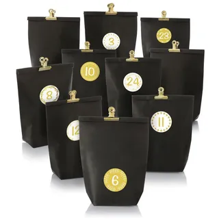 Nordstern Adventskalender zum Befüllen Schwarz Gold