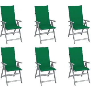 vidaXL Hochlehner Gartenstuhl 57 x 69 x 110 cm grau/grün 6 St.