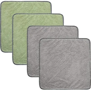Erwin Müller Geschirrtuch Microfasertuch 4er-Pack, Microfaser bunt|grau