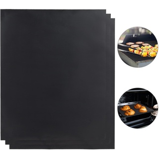 6 x BBQ Grillmatte, Antihaft-Beschichtung, zuschneidbar, wiederverwendbare Grillfolie, 0,3 mm dick, 40x50cm, schwarz
