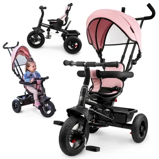 HyperMotion Dreirad ab 1 Jahr mit Schubstange - 3-in-1 Kinderfahrzeug für 1-4 Jahre, bis 20 kg - mit höhenverstellbarem Elterngriff und Schiebelenker, Rosa