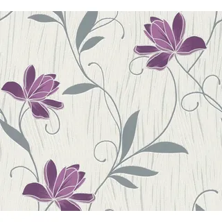 A.S. Creations Strukturprofiltapete Styleguide Jung Blumentapete 10,05 m x 0,53 m lila/weiß/grau 306234