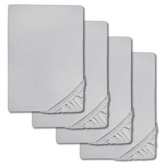 Spannbettlaken Microfaser Interlock-Jersey silber grau 90 x 190 - 100 x 200 cm im 4er-Pack