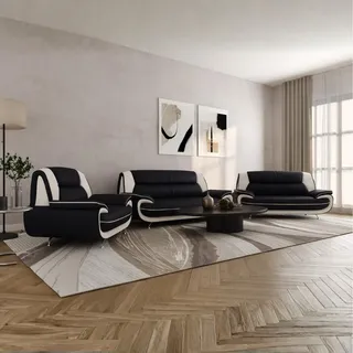 Imebel Onyx Sofa Set 3-2-1 – Couchgarnitur mit 3-Sitzer, 2-Sitzer und Sessel – Stoffbezug, Chromfüße