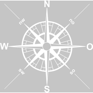 GRAZDesign Wandtattoo Kompass Wohnzimmer Maritime Deko | Wandaufkleber Outdoor und Indoor - 41x40cm / 010 weiss