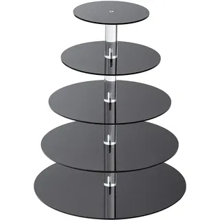 Ulifeme Cupcake Ständer, Tortenständer 5 Etagen Acryl für Hochzeit, Party, Geburtstag, Baby Duschen & Kuchen Dessert, Etagere 5-stöckig - 4mm Dicke Acryl, Schwarz 6''/8''/10''/12''/14'' Durchmesser