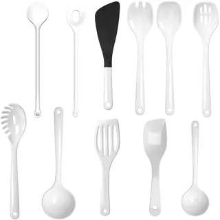 WACA 11-teiliges Pfannenwender Set aus Kunststoff – Hitzebeständig bis 200°C, spülmaschinen- & mikrowellengeeignet – BPA-frei, bruchstabil & geruchsneutral – Weiß – Made in Germany