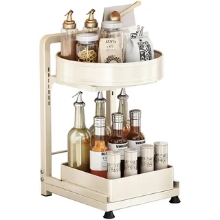 MiSMiAO Gewürzregal Gewürz organizer 2-stöckige 360° Drehbarer Gewürzregal Küchengewürzregal Speisekammerregal Drehteller Organizer Unterschrankregal Lazy Susan 28cm