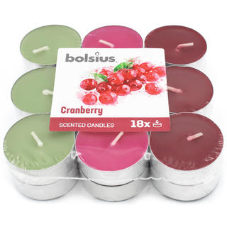Duft-Teelichter, mehrfarbig, Cranberry, BOLSIUS, Ø38 mm, Brenndauer ca. 4h, 18 Stück pro Verpackung