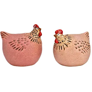 Miss Lovely 2er Set Deko-Hühner aus Steingut – Osterdeko Henne & Huhn Figur modern rustikal – Frühlings- & Oster-Dekoration Tischdeko Wohnzimmer Küche – Hühner Figuren Ostern 11 cm