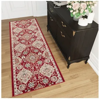 Tapiso Läufer DUBAI, rechteckig, Höhe: 10 mm, Brücke Flur Klassisch Traditionell Wohnzimmer Schlafzimmer Meterware rot 100 cm x 1400 cm x 10 mm