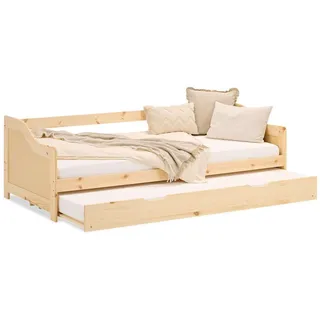 Homestyle4u Ausziehbett Natur, Holz, Kiefer, 90x200 cm, Kinder- | Jugendzimmer, Jugendmöbel, Jugendbetten