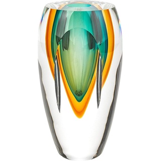 Badash J514 Rimini Murano Style Art Glas Bernstein & Grün Vase, 16,5 x 9,5 x 9,5 cm