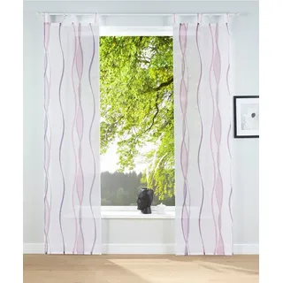 OTTO home Schiebegardine Dimona (2 St), Schlaufen, transparent, Voile, 2er-Set, Fertiggardine, inkl. Beschwerungsstange, Wellen weiß 57 cm x 145 cm