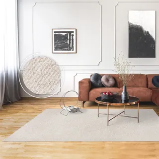 Paco Home Teppich Wohnzimmer Schlafzimmer Kurzflor Waschbar Bis 30 Grad Einfarbiges Design Meliertes Muster Weich Moderne Deko, Grösse:120x160 cm, Farbe:Creme