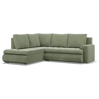 Mebligo Ecksofa, Grün, Textil, 5-Sitzer, L-Form, 230x200 cm, Wohnzimmer, Sofas & Couches, Wohnlandschaften, Ecksofas