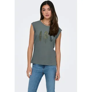 Only FEEL/FEATHERS TOP BOX Kurzarmshirt Grün M