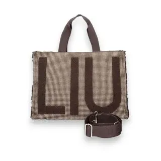 Liu Jo für Damen. 2F6037-T0300 Große braune karierte Stofftasche (OSFA), Lässig, Polyester