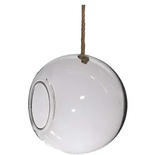 Hakbijl Hängevase, Kugelvase Ball Kugel mit Seil D. 25cm transparent rund Glas