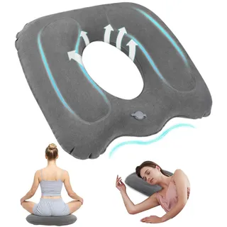 Zyluniy Hämorrhoiden Sitzkissen Aufblasbar, Donut Kissen, Sitzring Steißbein Entlastung, Steißbeinkissen, Orthopädisches Sitzkissen für Bürostuhl Auto Rollstuhl Coccyx Ischias-Rückenschmerzen