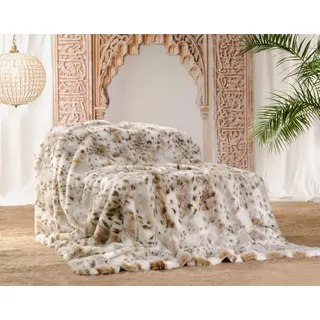Felldecken Wohnen & Accessoires Felldecke Schneeleopard als Fellimitat in 5 Größen Webpelzdecke Kuscheldecke Tagesdecke oder Fellkissen (150 x 200 cm)