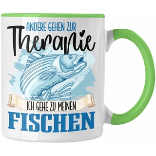Trendation - Angler Tasse Geschenk für Fisch Besitzer Therapie Lustiger Spruch Geschenkidee (Grün)