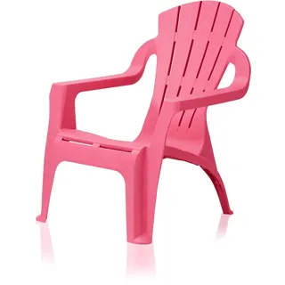 KHG Kinderstuhl mit Armlehne in Pink, Gartenstuhl, Sessel für Kinder mit 27 cm Sitzhöhe | aus Kunststoff stapelbar, kippsicher, wetterbeständig | Sitzgelegenheit für Innen- und Außenbereich