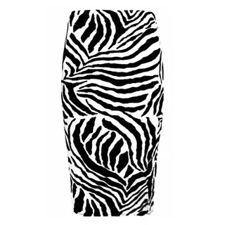 FAIRY TRENDZ LTD Damen Bleistift Midi Rock mit einer elastischen Taille Damen Bodycon Knielang Design Bleistift Büro Rock, Zebramuster, 46-48 - 46-48