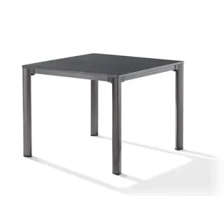 Sieger Gartentisch 90x90cm Polytec Zement anthrazit-Gestell Eisengrau