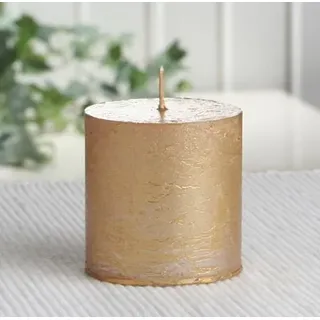 Rustik-Stumpenkerze, 5 x 5 cm Ø, Gold-metallic