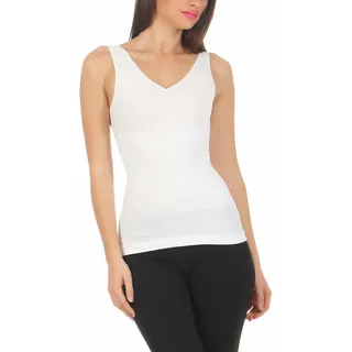 Slim -Fit Unterhemd Mieder Damen Bauchweg-Shirt RIPP Unterwäsche CL 836 (52/54, Weiß) - 52-54