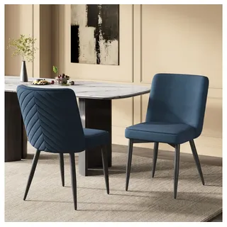 BBG Esszimmerstuhl Esszimmerstühle 2er/4er/6er Set aus Samt – Modern & Ergonomisch (2 St) blau