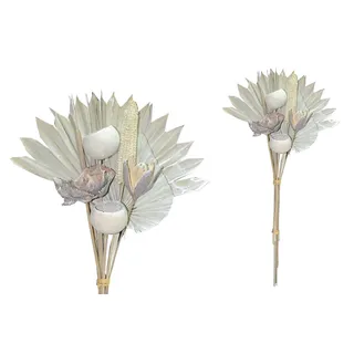 finehomegarden Exoten Sortiment 10-teilig Trockenblumen Strauß Boho Style Exotic Palmspeer White Washed 60cm Grabaufleger Trauerfloristik Allerheiligen Herbstdeko Totensonntag