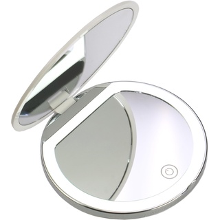 Fantasia Kleiner Spiegel mit Beleuchtung: 8cm Taschen Spiegel mit Beleuchtung – Mini Taschenspiegel – Beleuchteter Schminkspiegel mit Beleuchtung