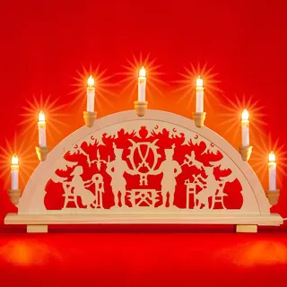 SIKORA LB33 klassischer Holz Schwibbogen Lichterbogen BERGMANN 59cm 7 Kerzen