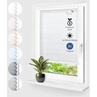 Rikmani Plissee Plissee ohne Bohren, lichtdurchlässig, 110x210cm, blickdicht, Klemmfix, Verspannt, UV-Schutz, einfache Montage weiß 110 cm x 210 cm