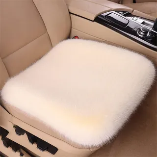 champracer Autositzbezug Lammfell, Lammfell Sitzbezug für Auto, Autokissen WinterplüSch, Echtlammfell Vollbezug Vordersitzbezug - Universal (Beige)