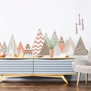 Wandsticker – Dekoration für Schlafzimmer Wohnzimmer – selbstklebend Riesen-Wandaufkleber Skandinavische Berge Roncador – 40 x 60 cm