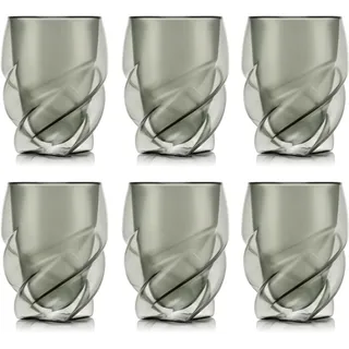 Bodum Double Walled Glasses pack of 2 PAVINA PARIS Transparent Grey - 270ml Cups - Dishwasher Safe Thermal Cup - Mouth-blown Borosilicate Glass