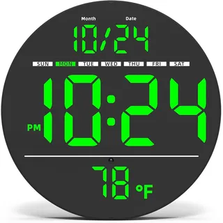 ZENITHTIME LED Digitale Wanduhr, 8 Zoll mit Temperaturanzeige