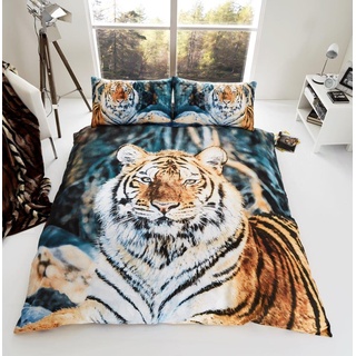 GC GAVENO CAVAILIA Wildlife Bettbezug-Sets, 3D-Tier-Bettwäsche-Set, weiche und gemütliche atmungsaktive Bettdeckenbezüge, Tiger, Doppelbett