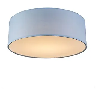 Qazqa led Modern Stoff Deckenleuchte, Deckenlampe - Drum Led - Blau, Rund, 3000K, warmweiß, Ideal als Flur, Schlafzimmerlampe und Wohnzimmerlampe