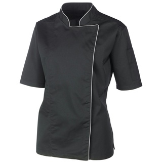 METRO Professional Kochjacke, Polyester / Baumwolle, mit kurzen Ärmeln, für Damen, Größe S, schwarz / grau